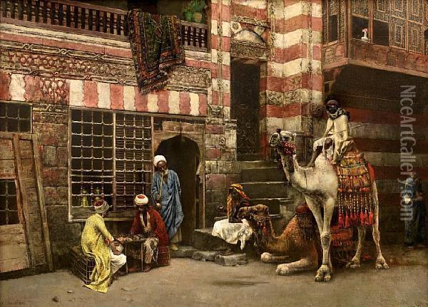 A Game Of Chess Oil Painting - Edwin Lord Weeks