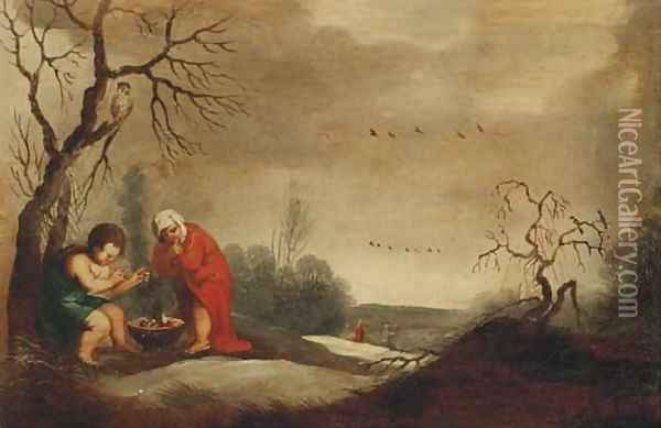 An Allegory of Winter Oil Painting - Cornelis Van Poelenburch