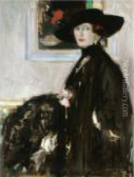 The Black Hat, Miss Don Wauchope Oil Painting - Francis Campbell Boileau Cadell