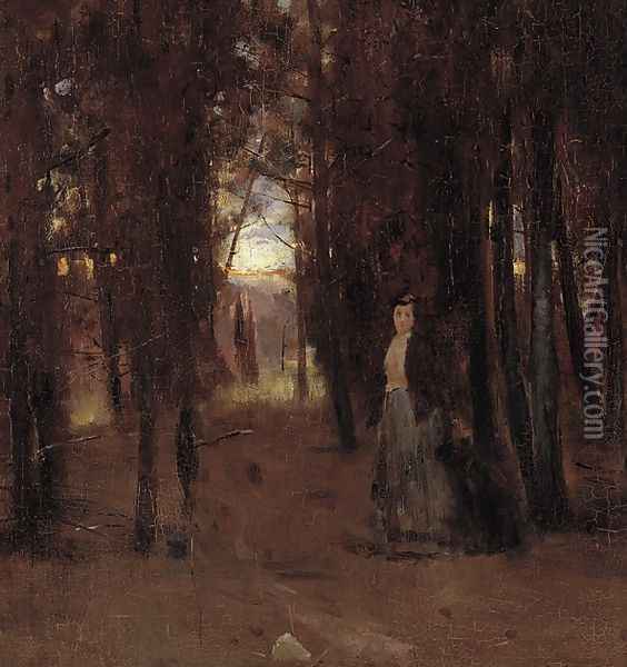 Twilight through the Forest Oil Painting - Tom Roberts