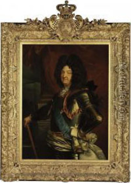 Portrait Of Louis Xiv Oil Painting - Hyacinthe Rigaud