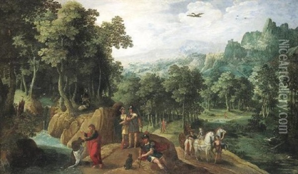 Taufe Des Kammerers Oil Painting - Gillis Van Coninxloo III
