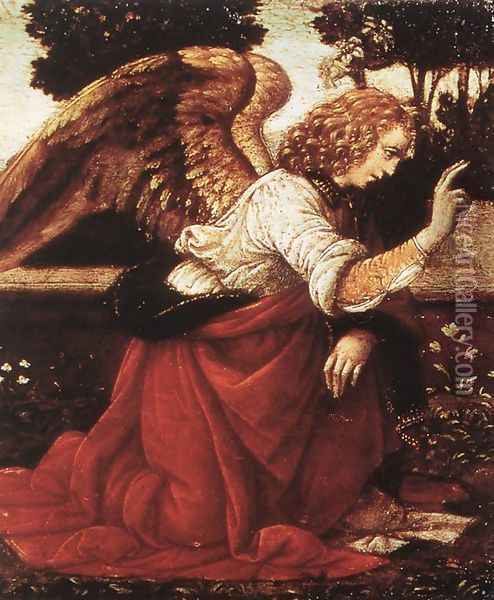 Annunciation (detail 1) 1478-82 Oil Painting - Leonardo Da Vinci