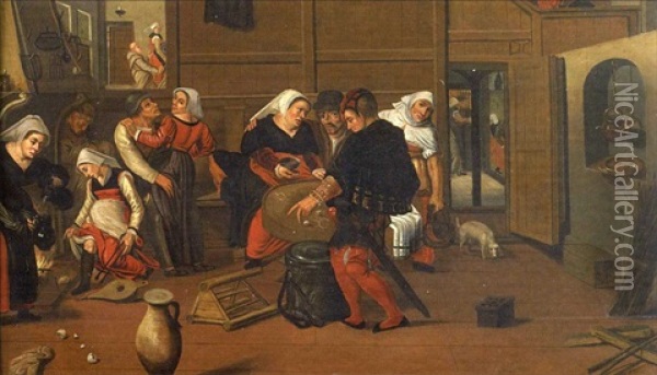 Scene D'auberge Oil Painting - Jan Sanders (Jan van) Hemessen