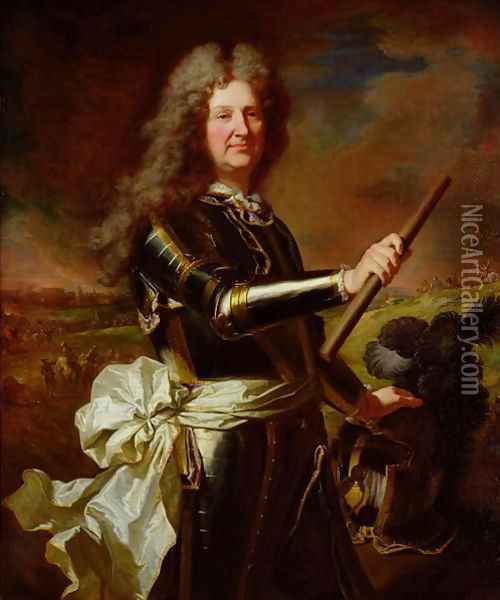 Portrait of Charles Auguste de Matignon Comte de Gace Marechal de France Oil Painting - Hyacinthe Rigaud