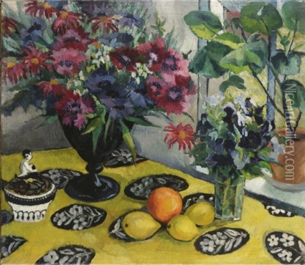 Still Life With Flowers And Citrus Fruit Oil Painting - Georges (Karpeles) Kars