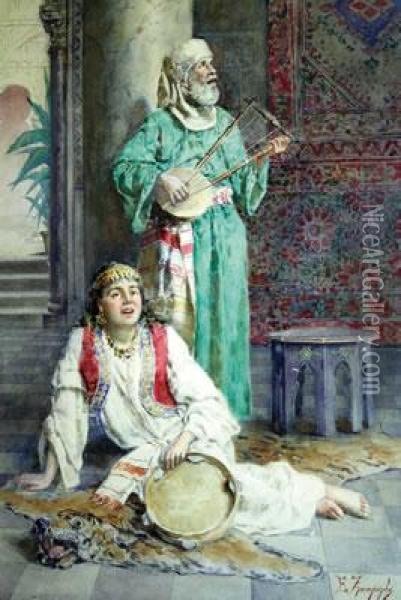 Scena Orientalista Oil Painting - Eugenio Zampighi