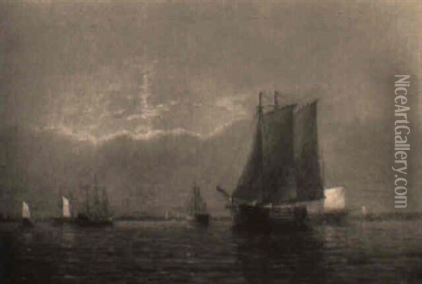 Coming Into Harbor Oil Painting - Thomas Clarkson Oliver