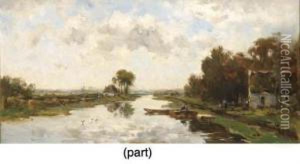 Vaart Bij Reewijk Naar Sluipwijk Oil Painting - Willem Cornelis Rip
