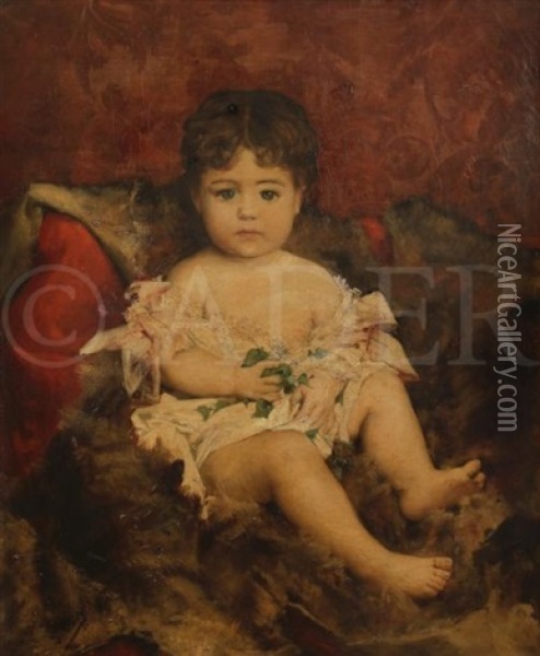 Jeune Enfant Assis Oil Painting - Leon Commere