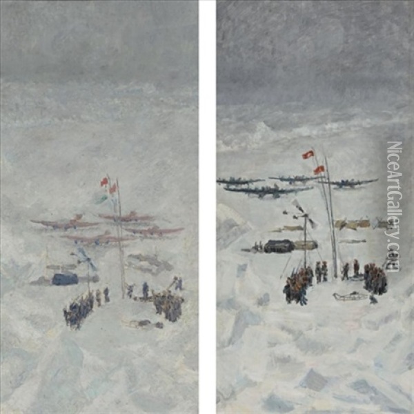 Conquest Of The North Pole (pair) Oil Painting - Ilya Ivanovich Mashkov