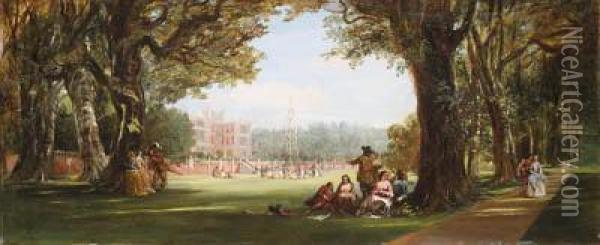 May Day At Holland House Oil Painting - George Cattermole