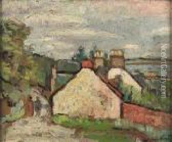 A Fifeshire Village Oil Painting - George Leslie Hunter