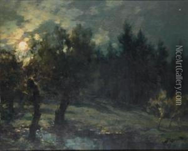 Paysage Nocturne Oil Painting - Francois Charles Cachoud