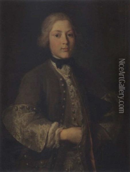 Portrait De Jeune Homme Au Tricorne Oil Painting - Philip Mercier