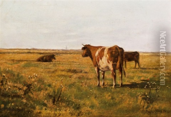 Kuhe Auf Der Weide Oil Painting - Eugen Jettel