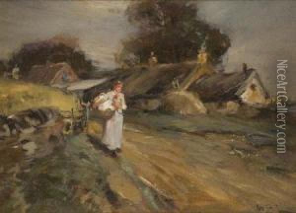 Scene At Liff, Dundee Oil Painting - William Bradley Lamond