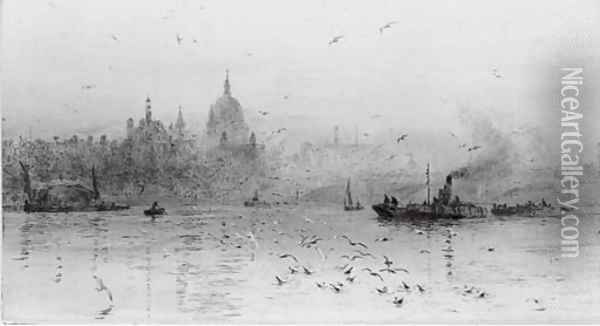 St. Paul's Cathedral from the Thames 2 Oil Painting - William Lionel Wyllie