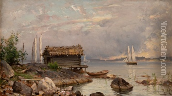 Early Morning In The Western Archipelago Oil Painting - Magnus Hjalmar Munsterhjelm