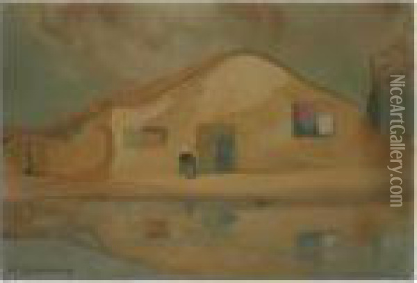 House Along The Shore Oil Painting - Michalis Economou
