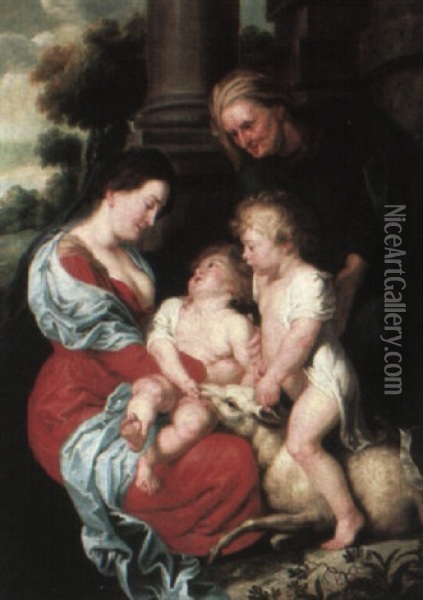 Madonna And Child With Saint John The Baptist And Saint Elizabeth Oil Painting - Balthasar Beschey