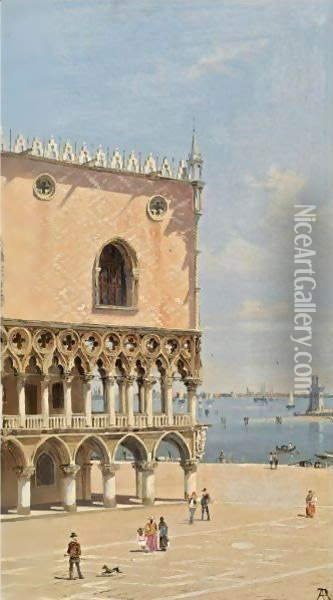 A View Of San Marco's Square Towards San Giorgio Maggiore Oil Painting - Antonietta Brandeis