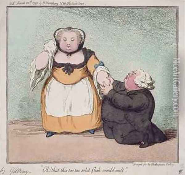 Oh that this too too solid flesh would melt quotation from Hamlet Act I Scene I designed for the Shakespeare Gallery Oil Painting - James Gillray