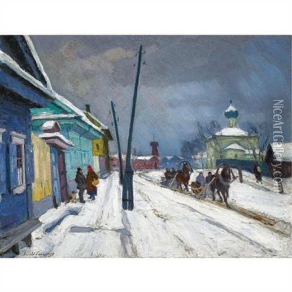 Winter In Pskov Oil Painting - Arnold Borisovich Lakhovsky