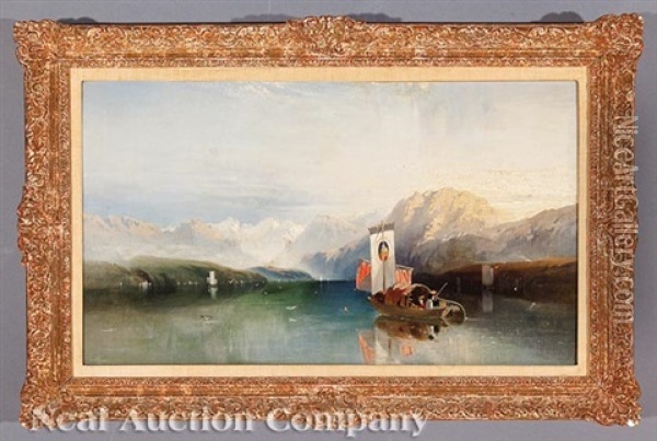 The Lake Of The Four Cantons: Lucerne Oil Painting - Harry John Johnson