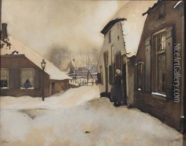 Dorpsbuurt Te Ede: A View In The Village Of Ede Oil Painting - Willem Witsen