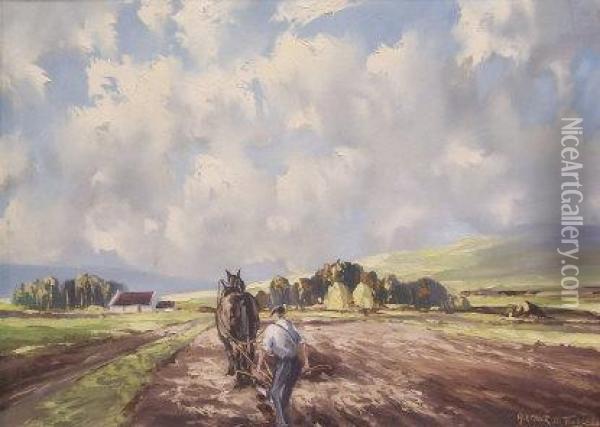 Ploughing The Field Oil Painting - Arthur Henry Howard Heming