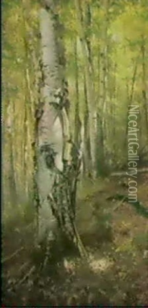 Siver Birches Oil Painting - John George Brown