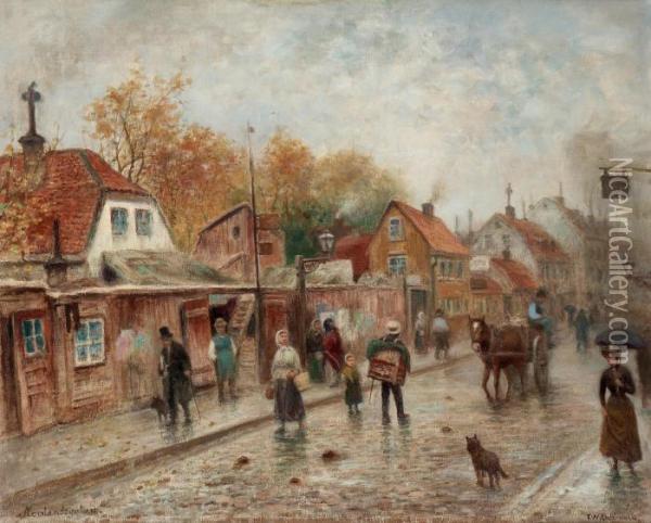 Norrlandsgatan Oil Painting - Frans Wilhelm Odelmark