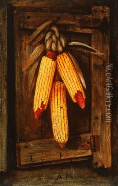 Drying Corn Oil Painting - Alfred Montgomery
