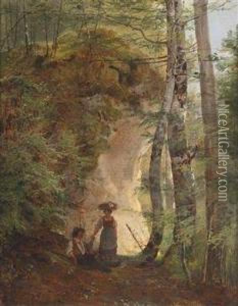 Encounter In The Forest Oil Painting - Eduard Ritter