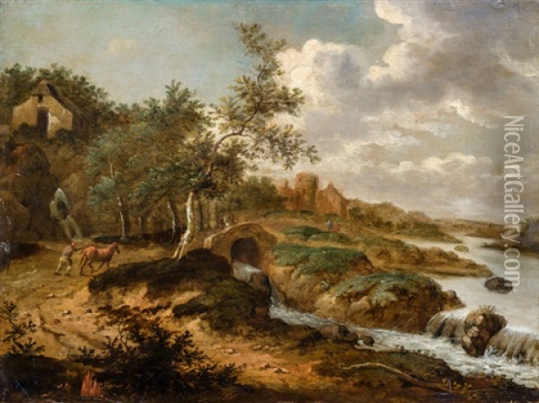 Flusslandschaft Mit Figurenstaffage Oil Painting - Nicolaes Ficke