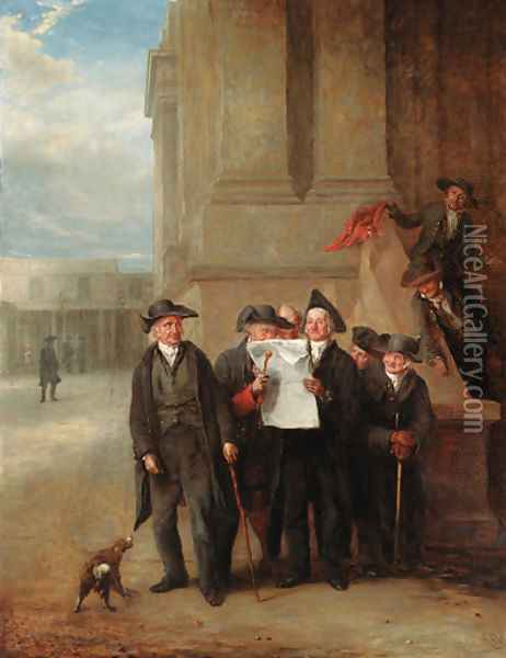 Greenwich Pensioners reading a copy of The Times Oil Painting - Henry James Pidding