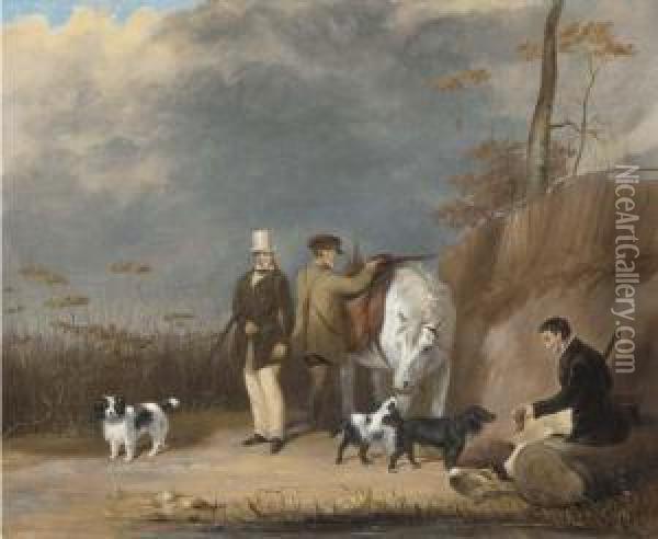 A Shooting Party Oil Painting - Francis Calcraft Turner