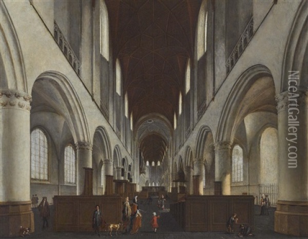 Inneres Von St. Bavo Zu Haarlem Mit Figurenstaffage Oil Painting - Isaac van Nickele