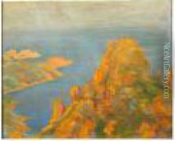Paesaggio Marino E Sul Retro Paesaggio Campestre Oil Painting - Ermenegildo Agazzi
