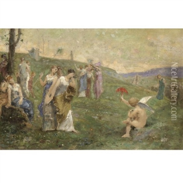 Allegorical Figures Oil Painting - Nikolaus Gysis