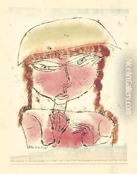 Rotes Madchen mit gelbem Topfhut Oil Painting - Paul Klee