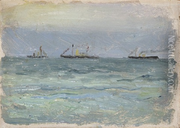 Buques En El Mar Oil Painting - Joaquin Sorolla
