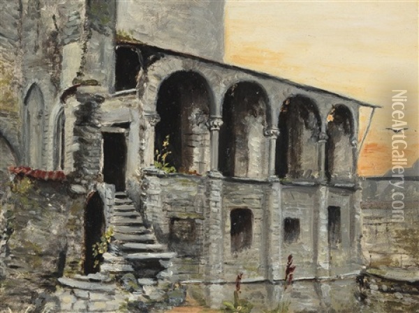 Castle Ruins Oil Painting - Cesar De Cock