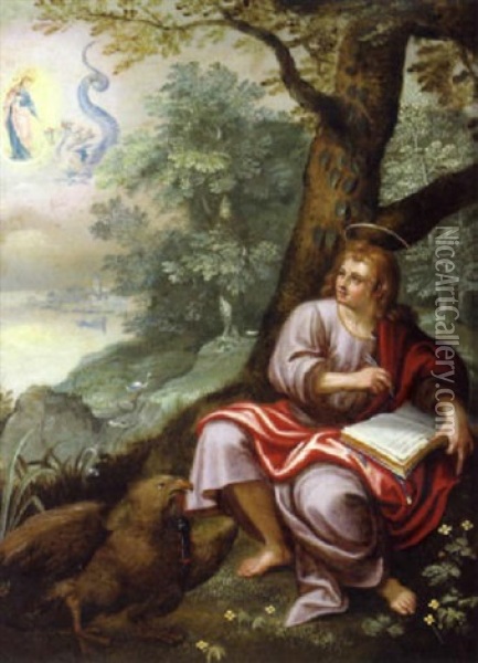 Johannes Evangelista Auf Patmos Oil Painting - Jasper van der Laanen