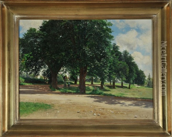 Sommerliche Parklandschaft Oil Painting - Otto Struetzel