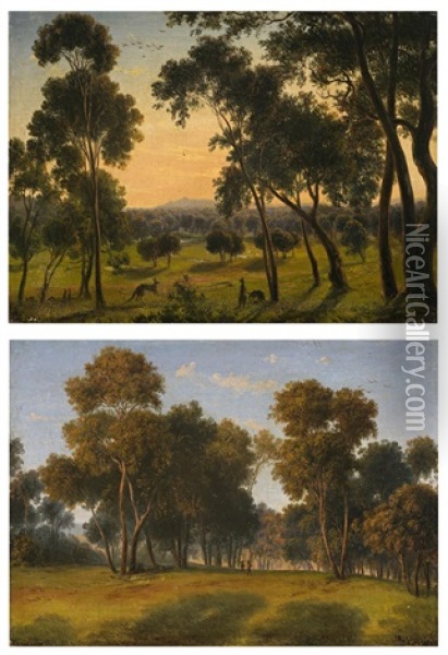Police Paddock, Melbourne (pair) Oil Painting - Eugen von Guerard