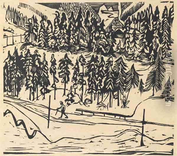 Sertigweg im Winter, 1927 Oil Painting - Ernst Ludwig Kirchner
