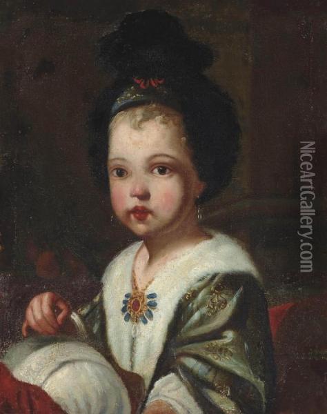 Portrait Of A Girl As A Seamstress Oil Painting - Antonio Amorosi