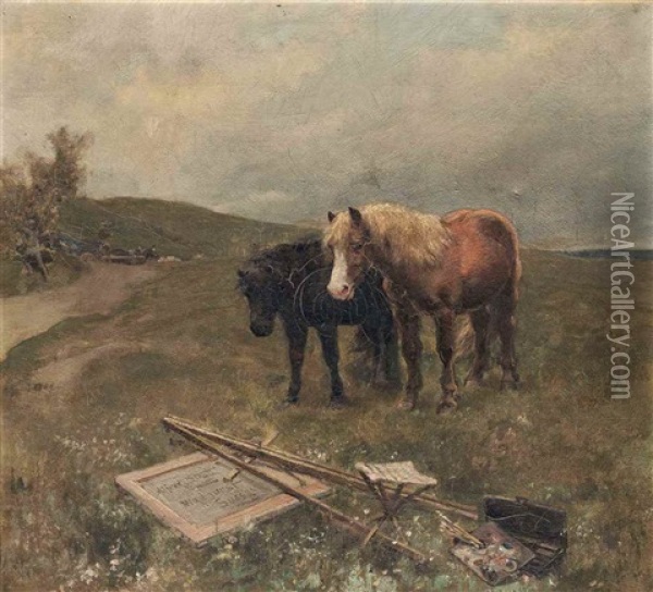 The State Of Art In The Country Oil Painting - Alfred William Strutt